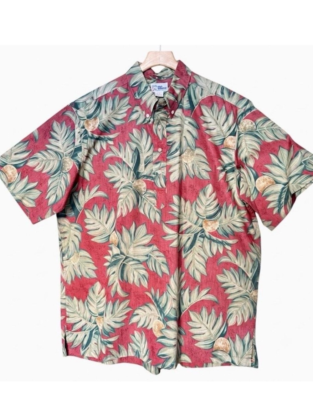 Reyn Spooner Old School Reyns Popover Aloha Shirt Size XXL Vintage Red 2XL